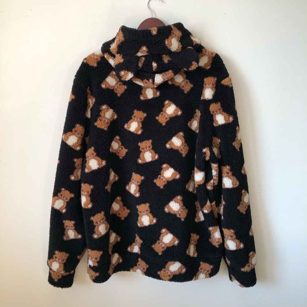 Hot Topic Teddy Bear Sherpa Hoodie - size LARGE - oversized plush teddy sweater - Picture 7 of 13